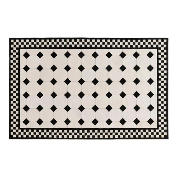 White Tile Hair on Hide 6' Round Rug