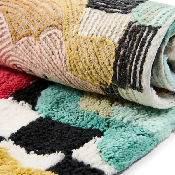Checkerboard in Bloom Bath Rug