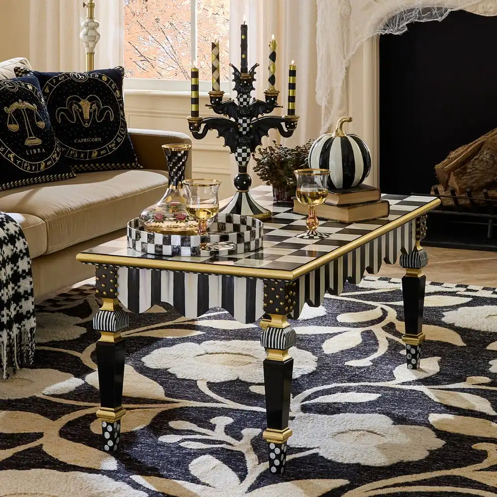 Mocha Check & Stripe Coffee Table