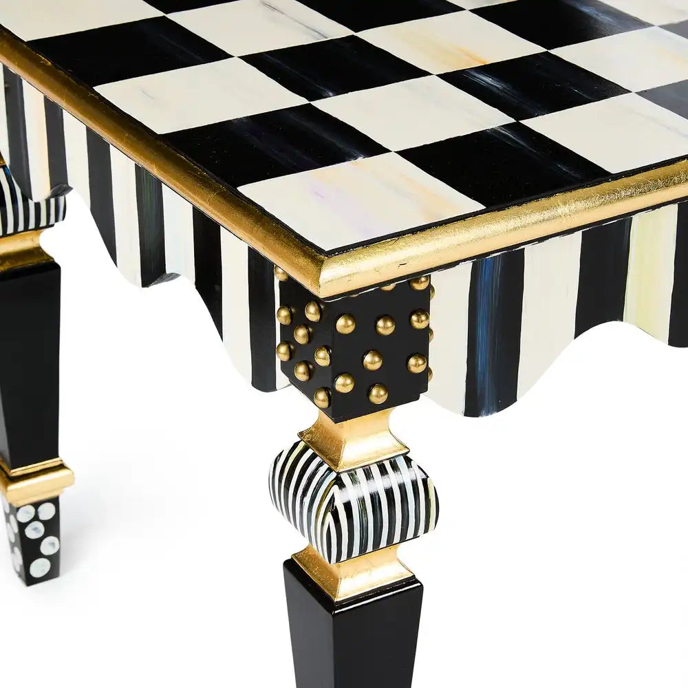 Mocha Check & Stripe Coffee Table