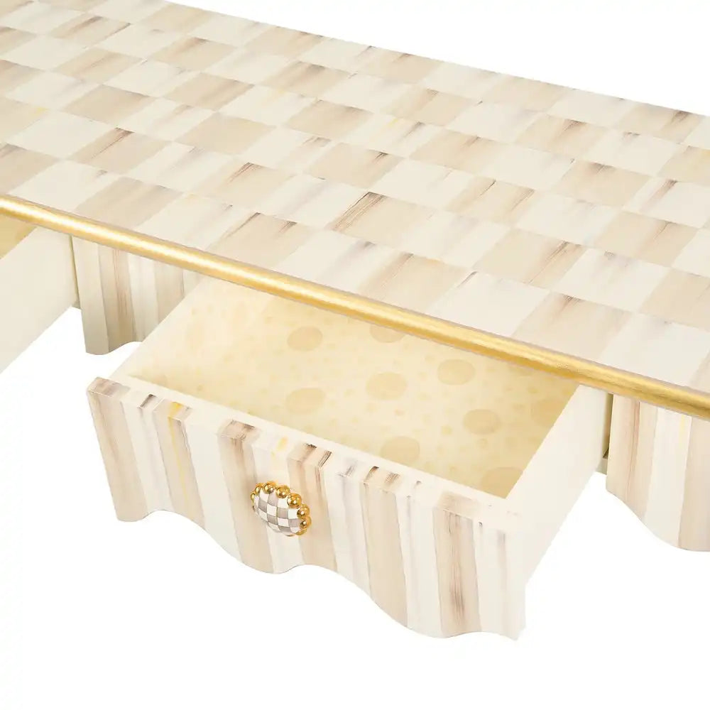 Mocha Check & Stripe Console Table