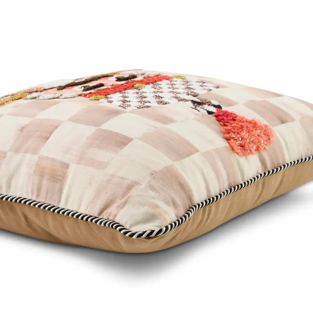 Mocha Check Nutcracker Throw Pillow