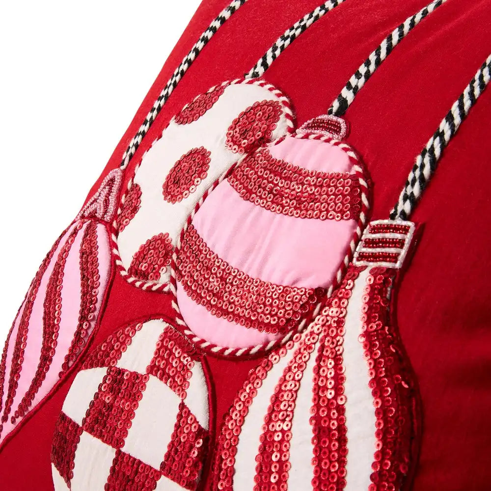 Red Ornaments Throw Pillow