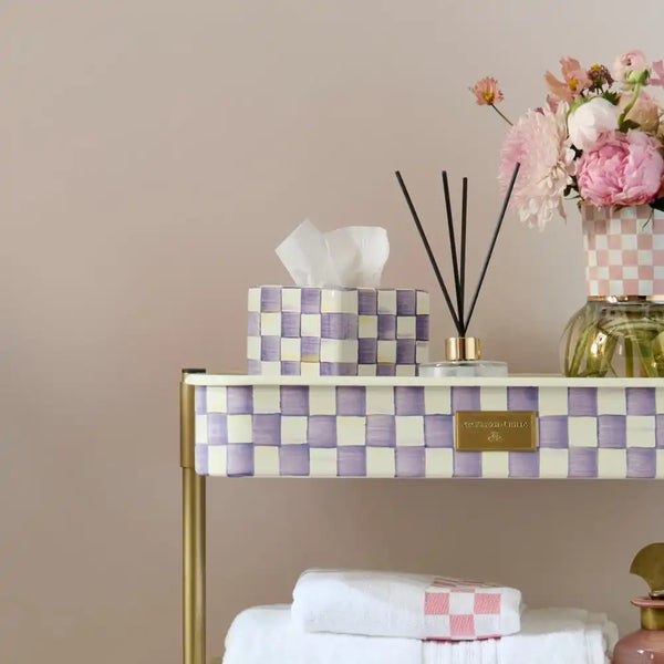 Violet Check Toilet Tissue Storage