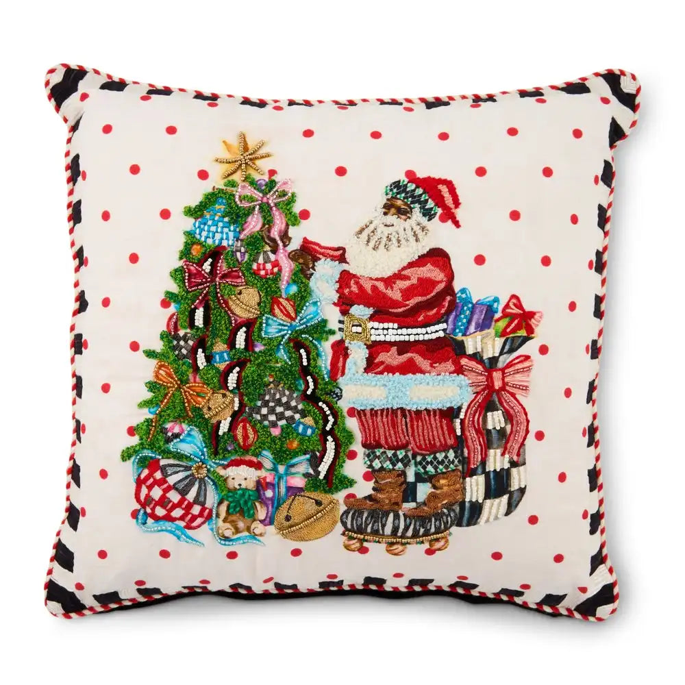 Tree Trimming Santa Throw Pillow Main image