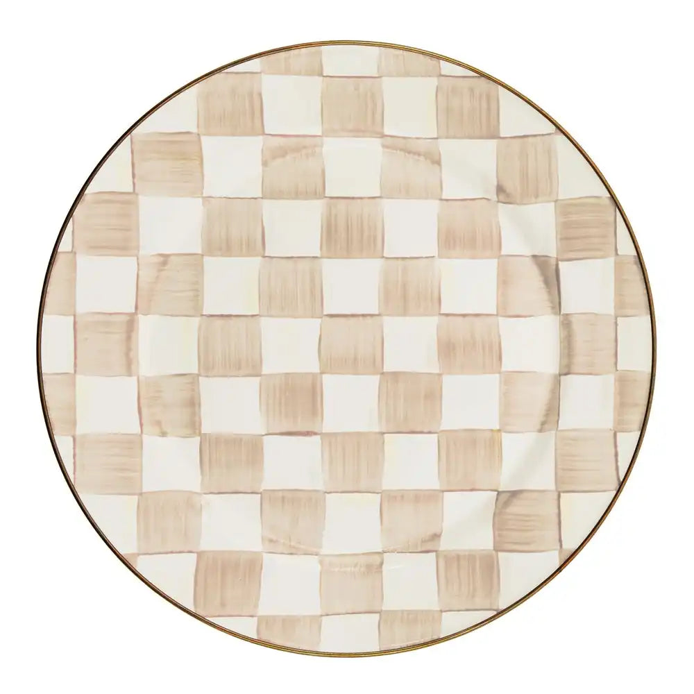 Mocha Check Dinner Plate