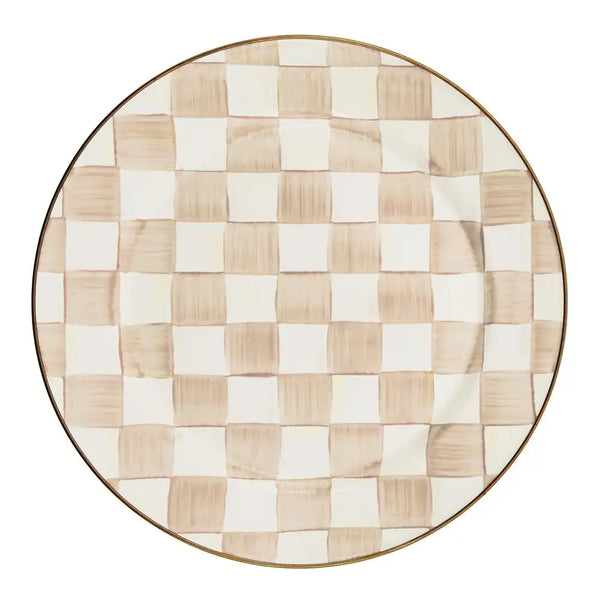 Mocha Check Dinner Plate