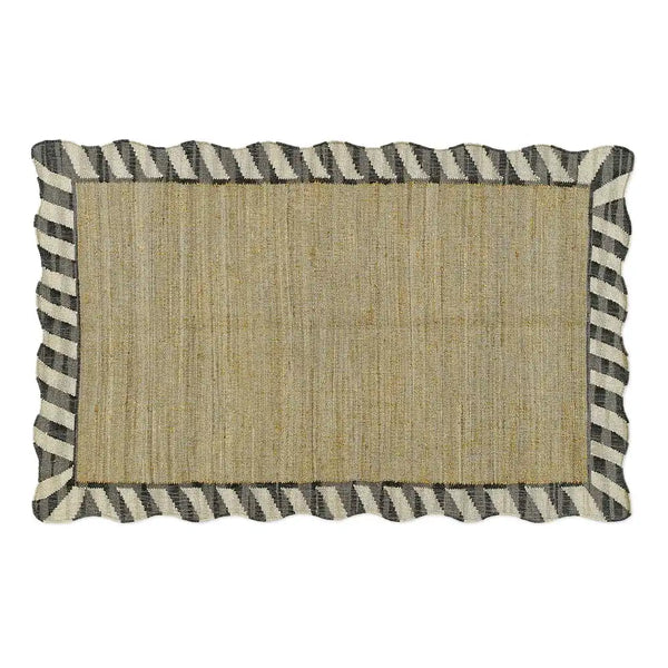 Jute Scalloped Black and White 5' x 8' Rug