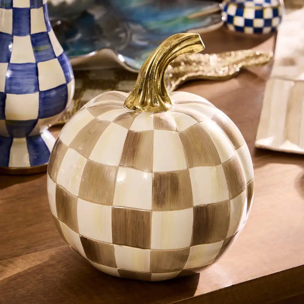 Mocha Check Mini Pumpkin