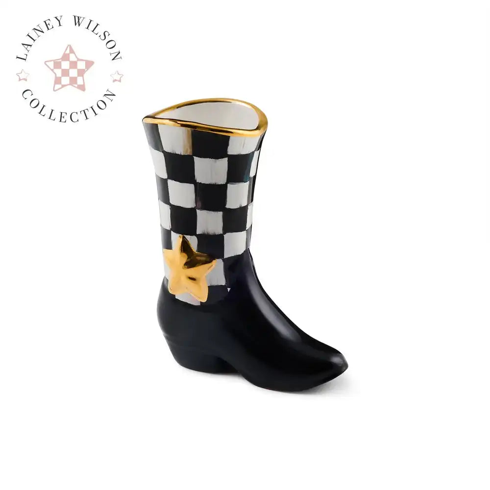 Lainey Wilson Rosy Check Cowgirl Boot Bud Vase