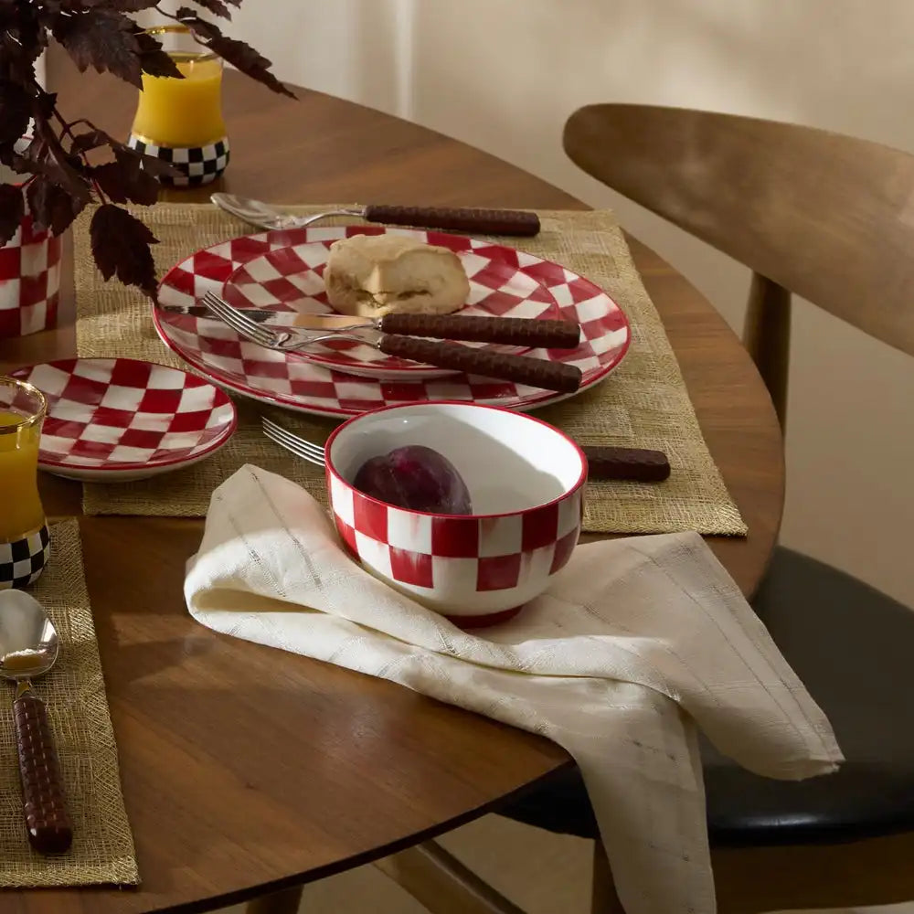 Cherry Check Salad Plates, Set of 4