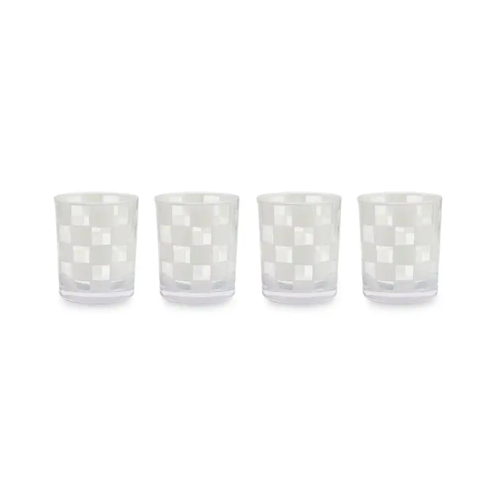 Black Check Acrylic Tumblers, Set of 4