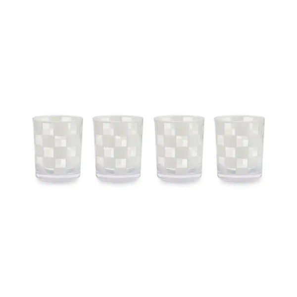 Black Check Acrylic Tumblers, Set of 4