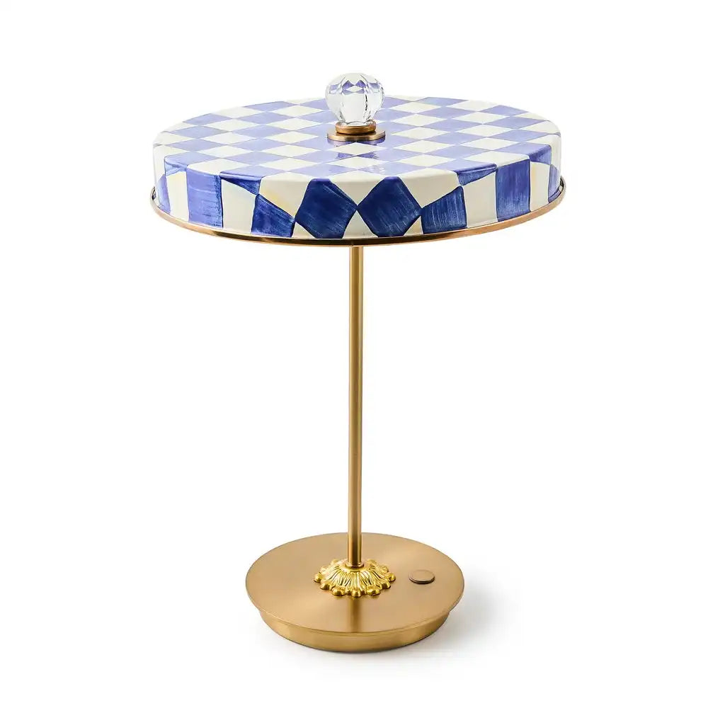 Courtly Check LED Rechargeable Disk Table Lamp