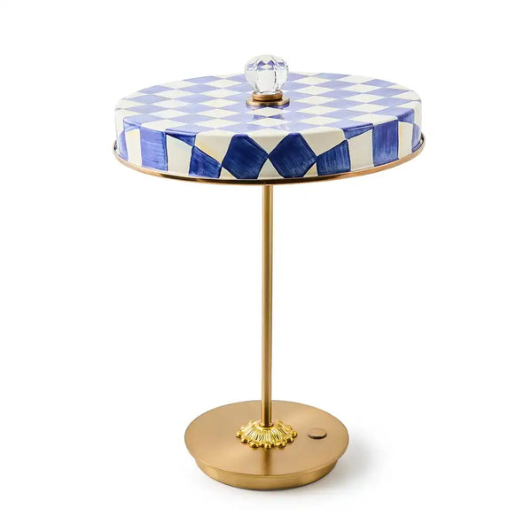 Courtly Check LED Rechargeable Disk Table Lamp