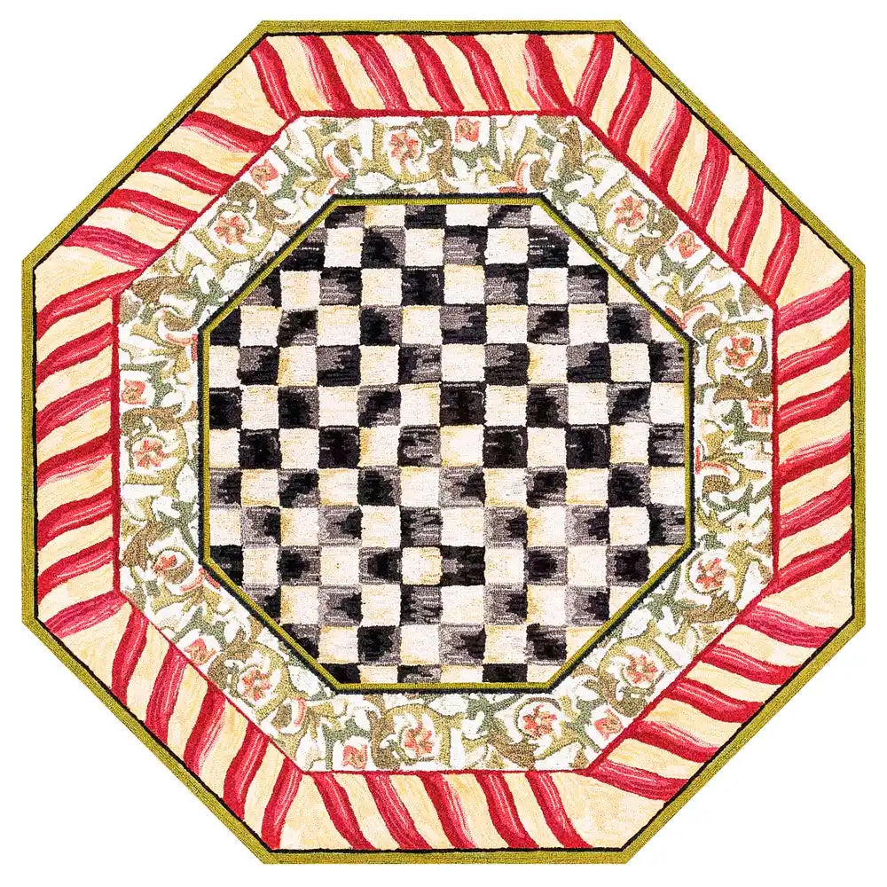 Courtly Check Red & Gold 2'6" x 10' Washable Runner