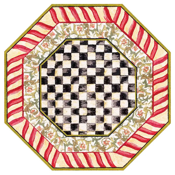 Courtly Check Red & Gold 2'6" x 10' Washable Runner