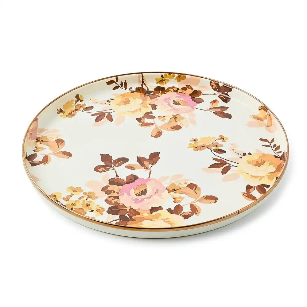 Wild Rose Brown Round Tray