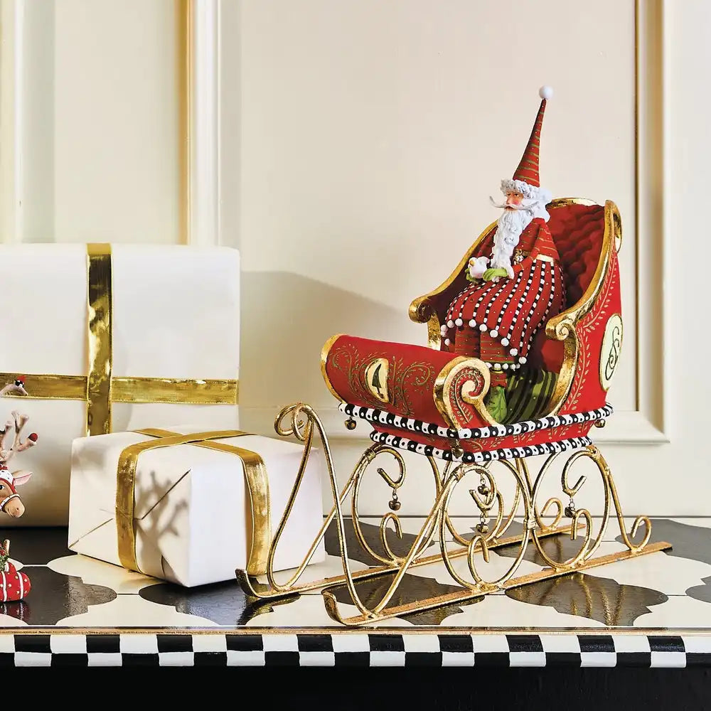 Patience Brewster Dash Away Sitting Santa & Sleigh Figure Set