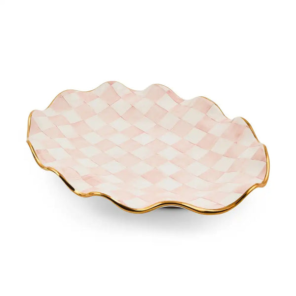 Mocha Check Ceramic Large Serving Platter