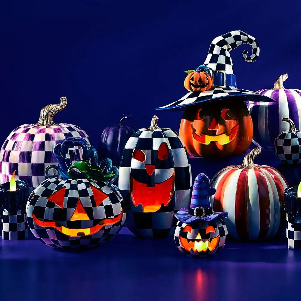 Courtly Check Tall Illuminated Jack O' Lantern