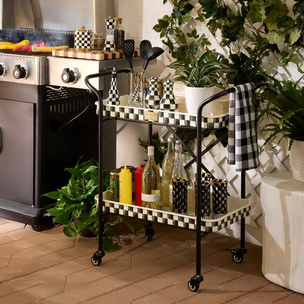 Mocha Check 3-Tier Kitchen Cart