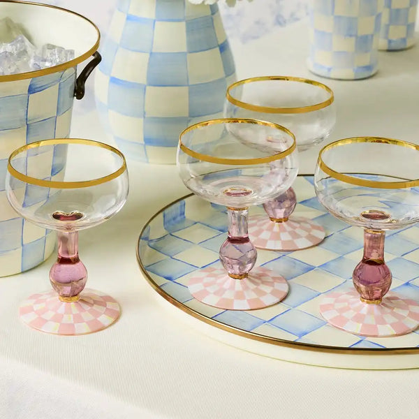 Rosy Check Tumbler Glass, Set of 2