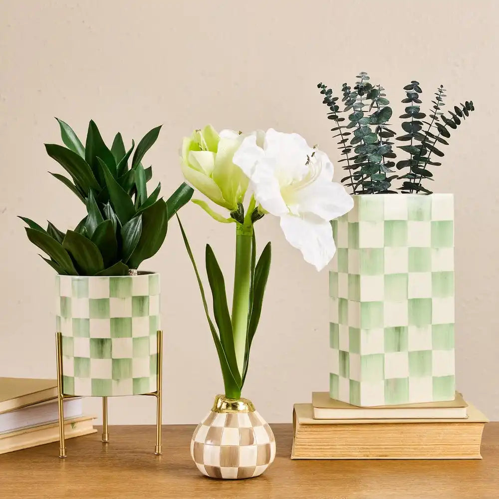 Sage Check Pillar Vase Secondary image