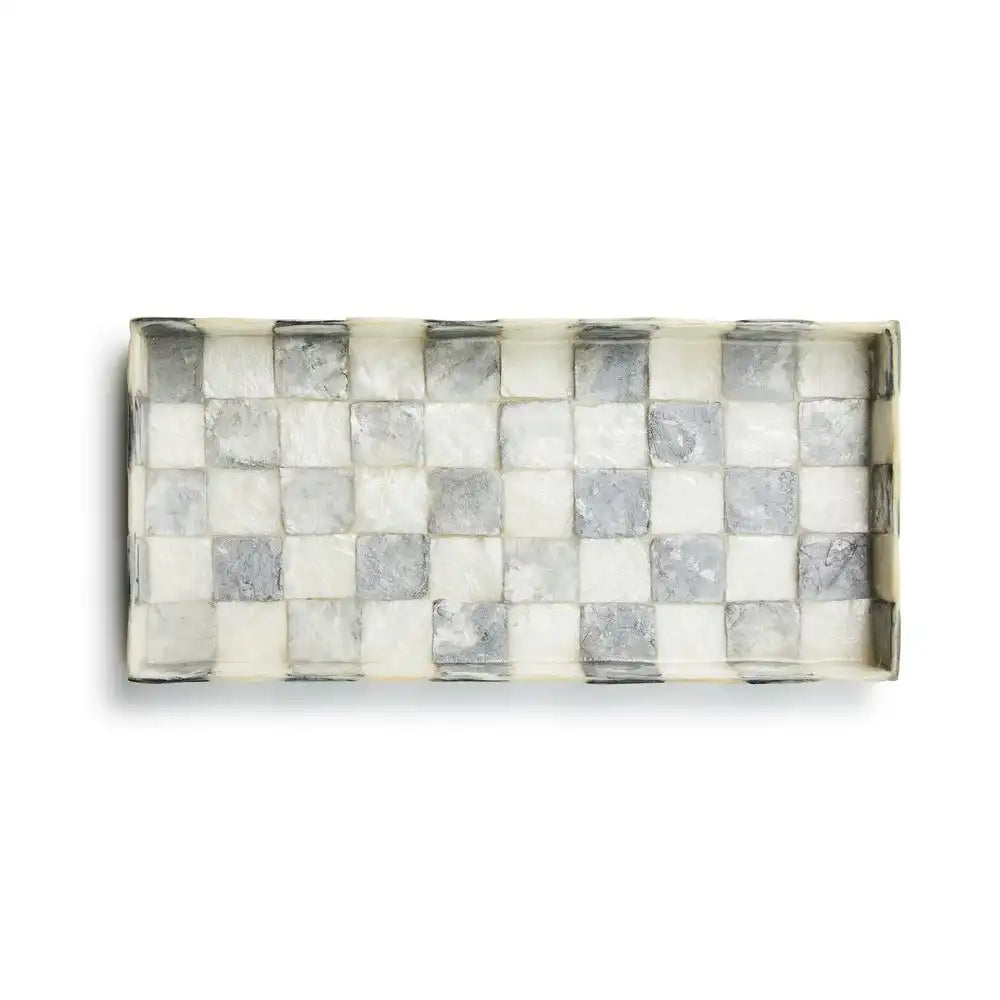 Sterling Check Capiz Vanity Tray