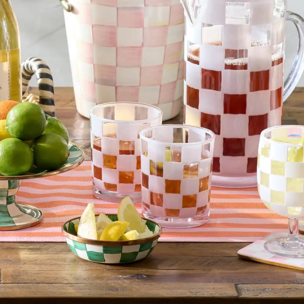 Black Check Acrylic Tumblers, Set of 4