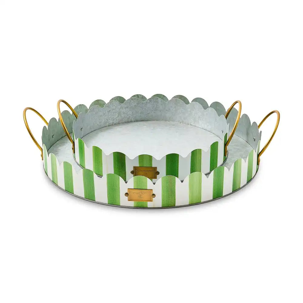 Mocha Stripe Serving Trays, Set of 2