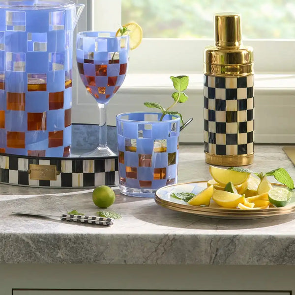 Black Check Acrylic Tumblers, Set of 4