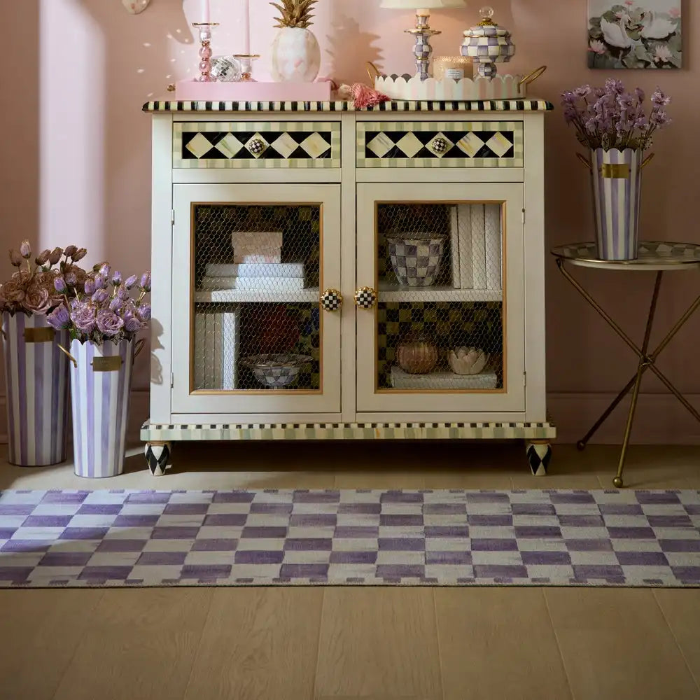 Violet Checkered 2' x 3' Washable Rug