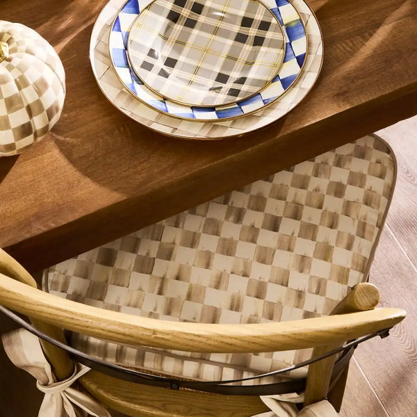 Mocha Check Chair Cushion