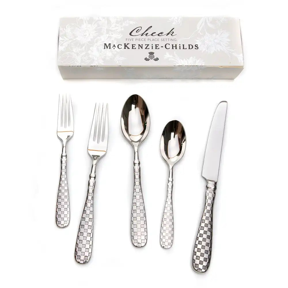 Gold Check Flatware 5-Piece Place Setting