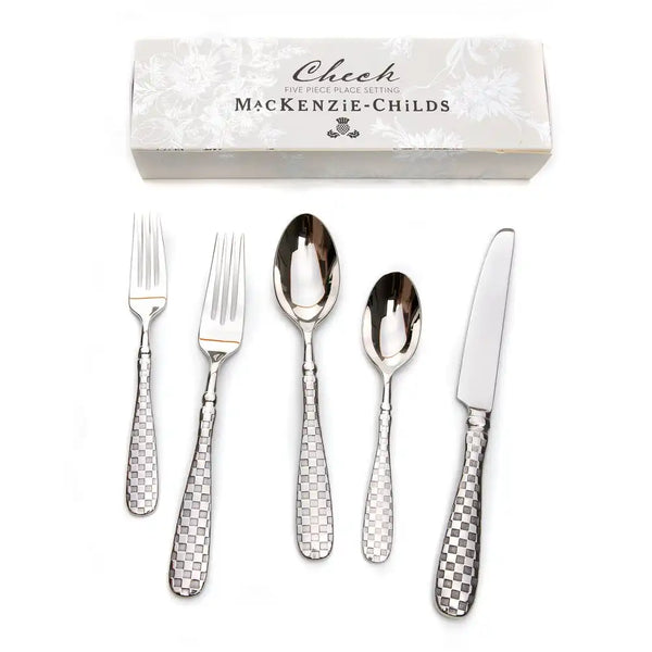 Gold Check Flatware 5-Piece Place Setting