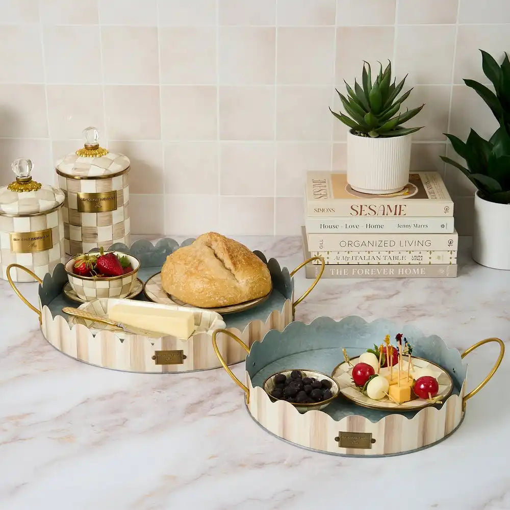 Mocha Stripe Serving Trays, Set of 2 Secondary image