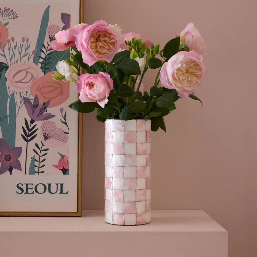 Sky Check Capiz Small Vase