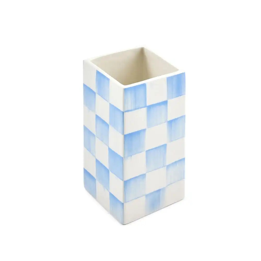 Sage Check Pillar Vase