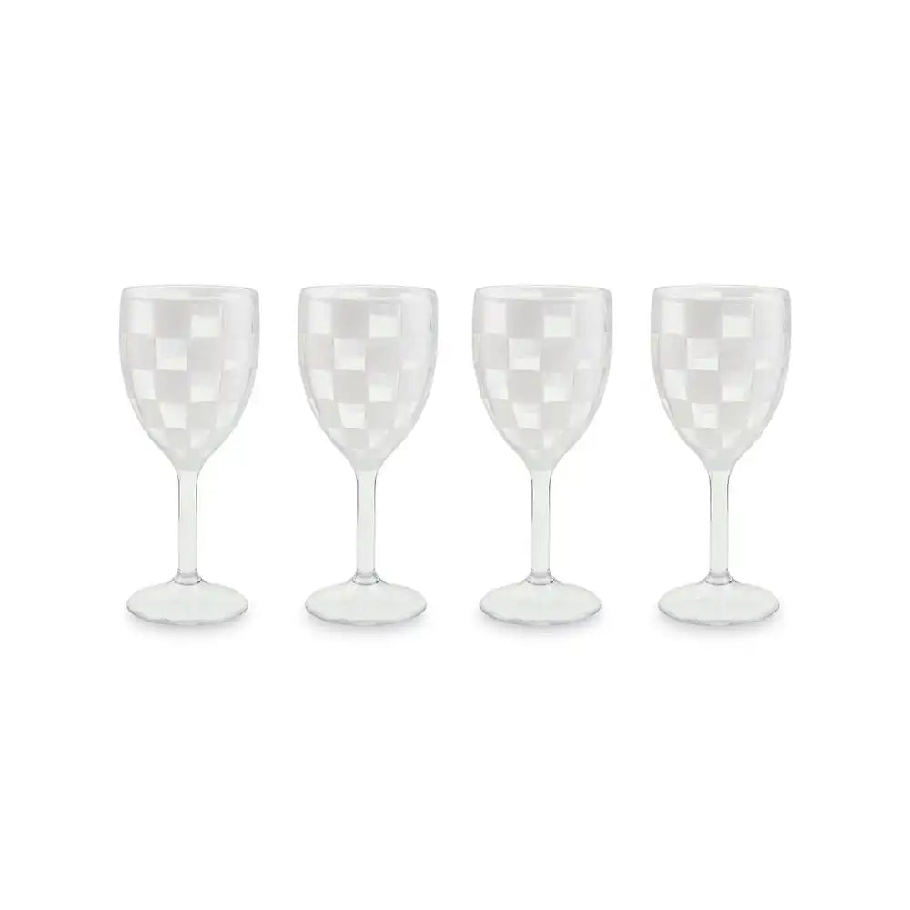 Black Check Acrylic Tumblers, Set of 4