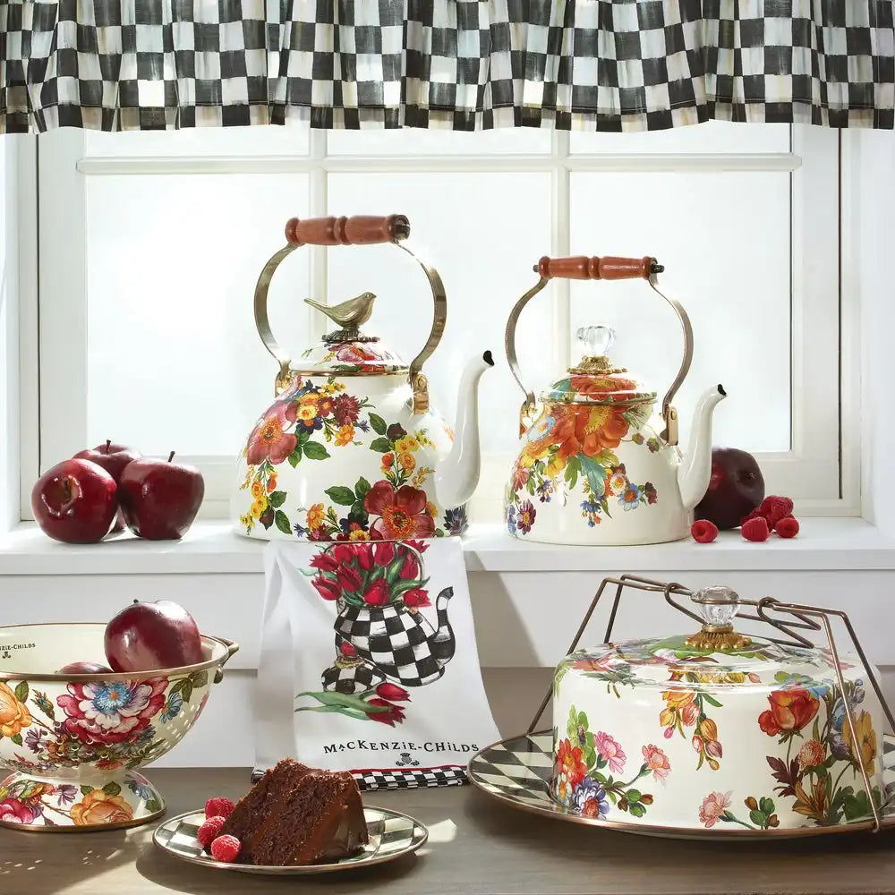 Courtly Check 3 Quart Tea Kettle with Bird