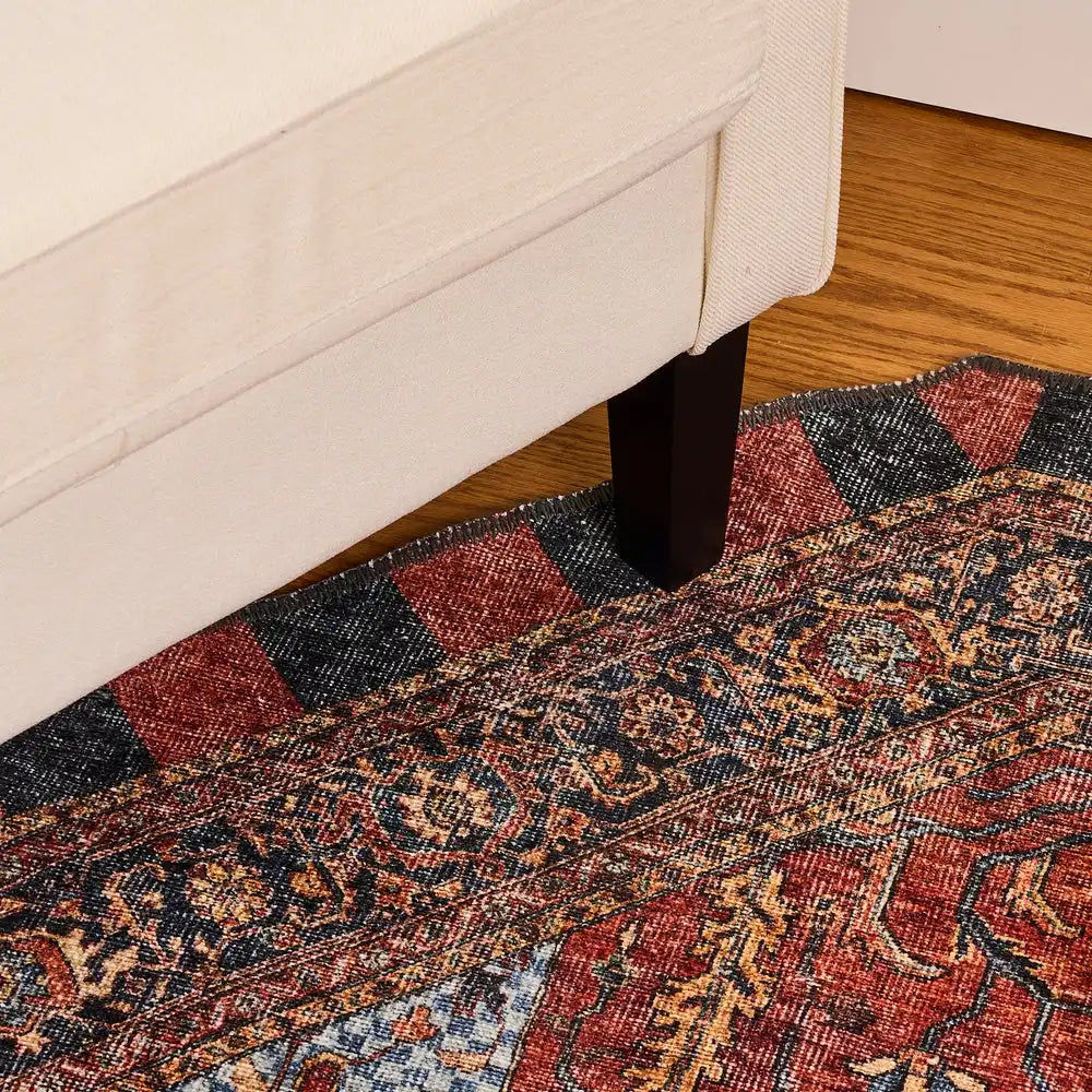 Heriz Checked Mocha 8' x 10' Washable Rug