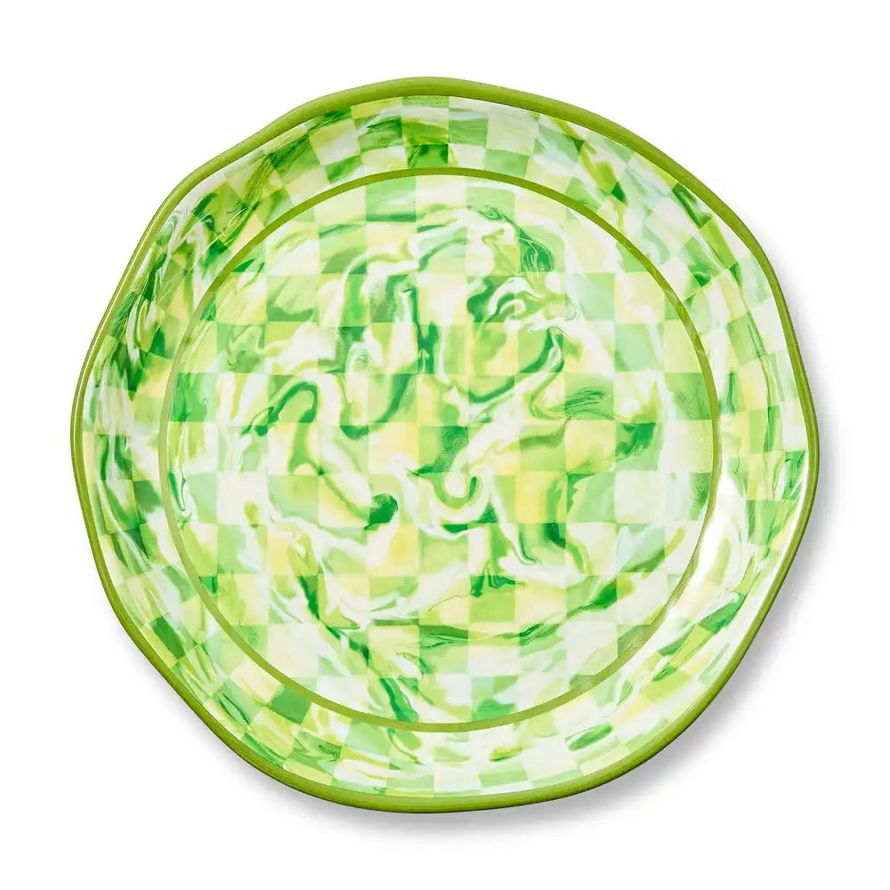 Pink Marble Check Melamine Serving Bowl