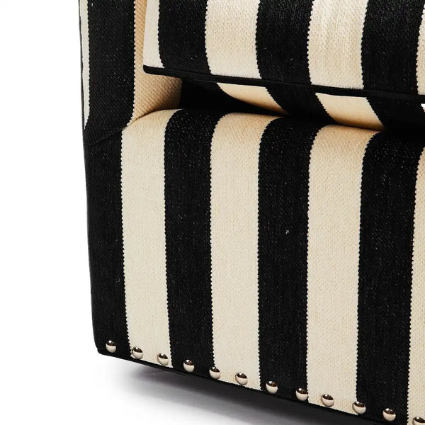 Marquee Black Stripe Chenille Wing Chair
