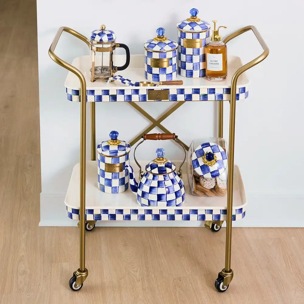 Mocha Check 3-Tier Kitchen Cart
