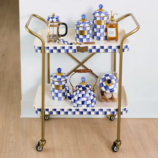 Mocha Check 3-Tier Kitchen Cart