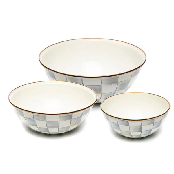 Sterling Check Mixing Bowls, Set of 3