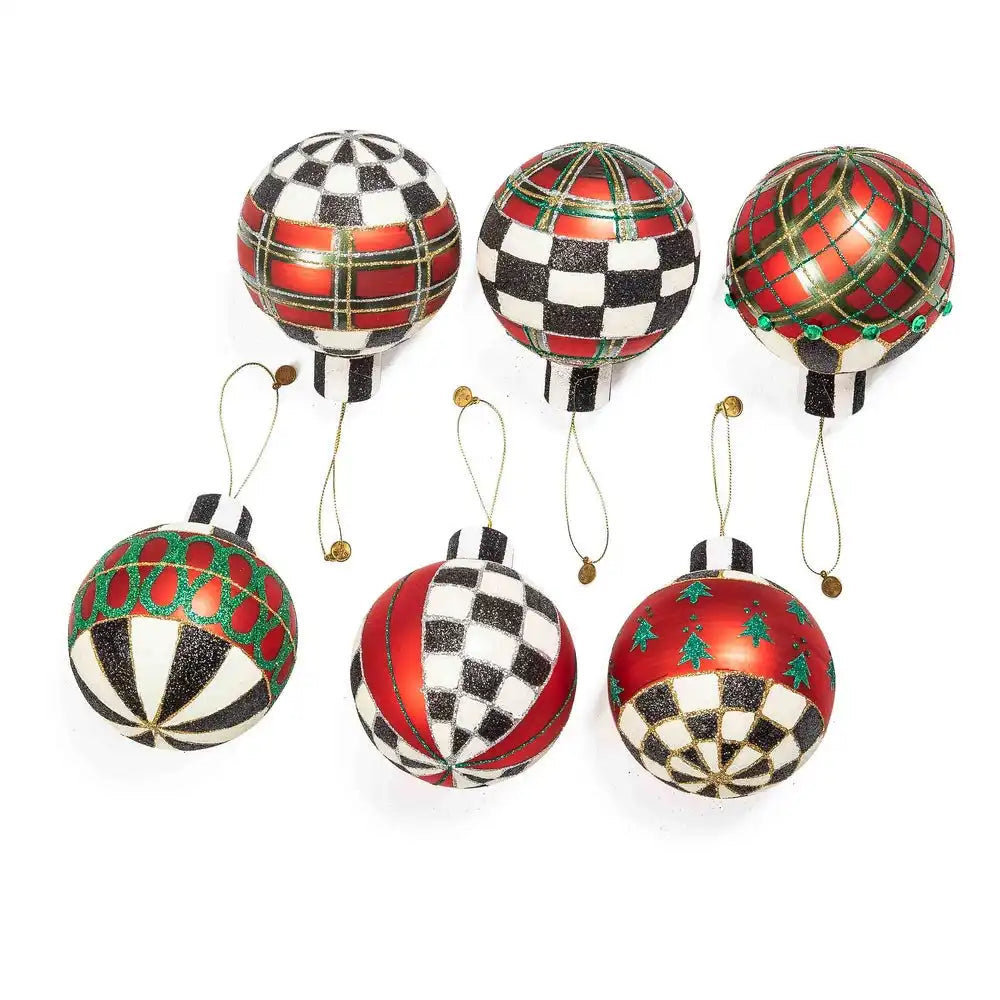 Tartan Glass Large Ball Ornaments, Set of 6 Main image