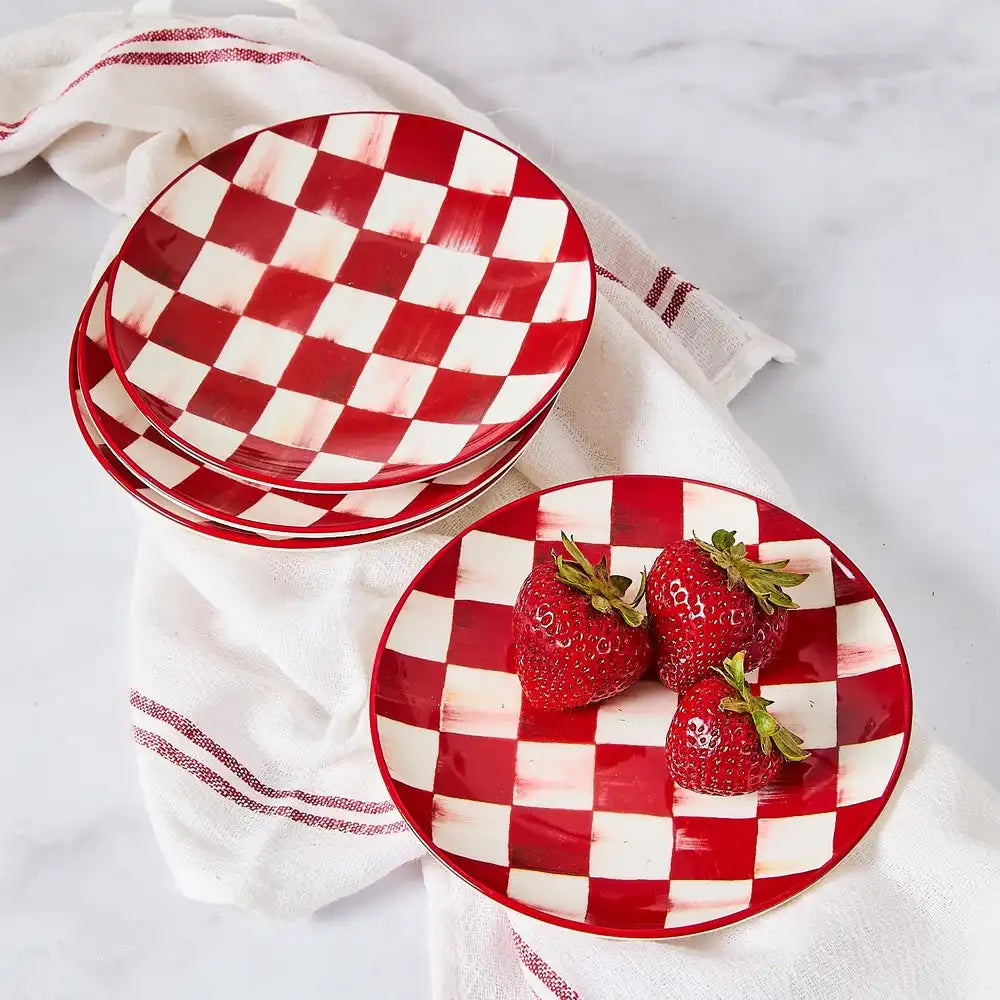 Cherry Check Salad Plates, Set of 4