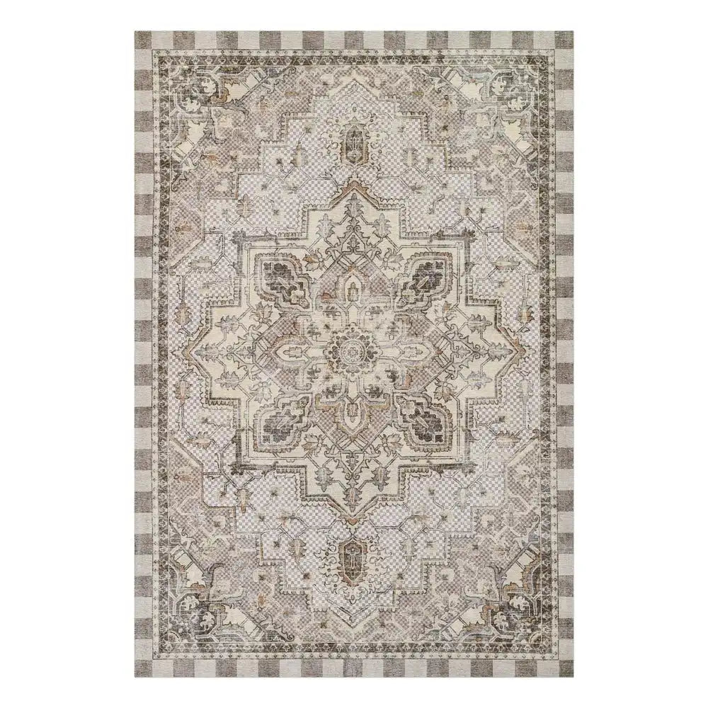 Heriz Checked Mocha 8' x 10' Washable Rug
